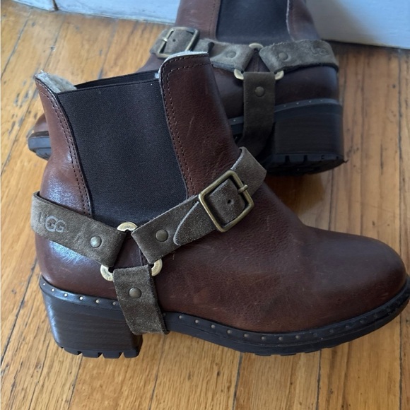 UGG Women's Leather Ankle Booties with Buckle - Picture 1 of 12